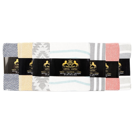 Monarch Brands Hotel Throws - 50in x 60in, Stripes - Assorted Colors, 18PK HA-50X60-STP-CS